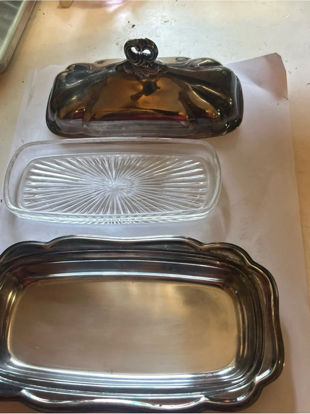 Vintage FB Rogers Silverplate Butter Dish with Glass Insert